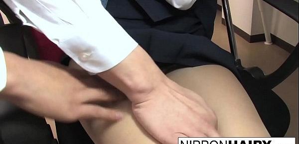  Hot young secretary gives her coworkers a double bj